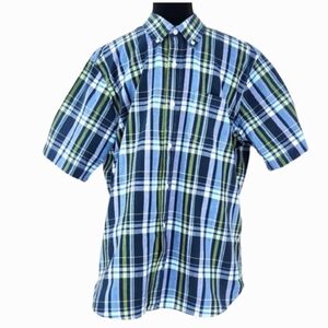Authentic Indian Madras Plaid Short Sleeve Button-down Shirt (L)